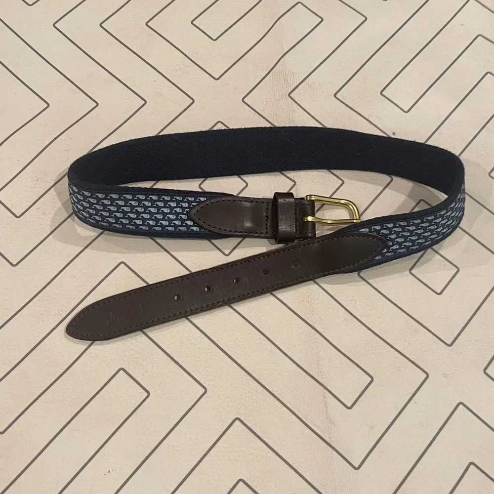 Vineyard Vines Brown and Blue Whale Belt